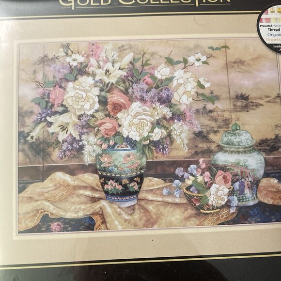 Vintage Dimensions Gold Collection Oriental Splendor 20x14 Lena Liu 1997 Floral - Picture 3 of 8
